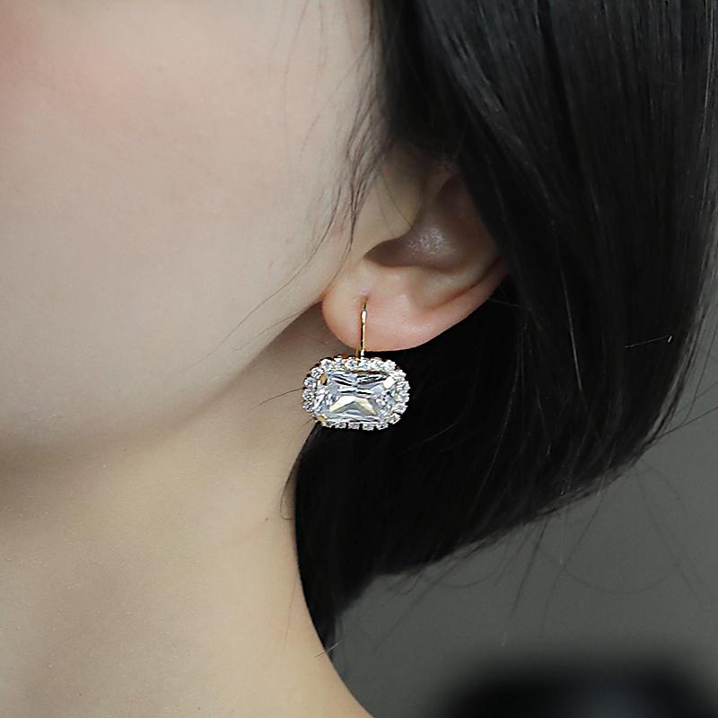 BELLA BOX Роскошные свадебные серьги-крючки, простой элегантный дизайн, блестящие серьги с фианитом, эстетические серьги, новые модные украшения для женщин