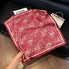 Premium printing neck small square scarf women's literary and retro polka dot cashew flower headscarf versatile accessories short silk scarf scarf s