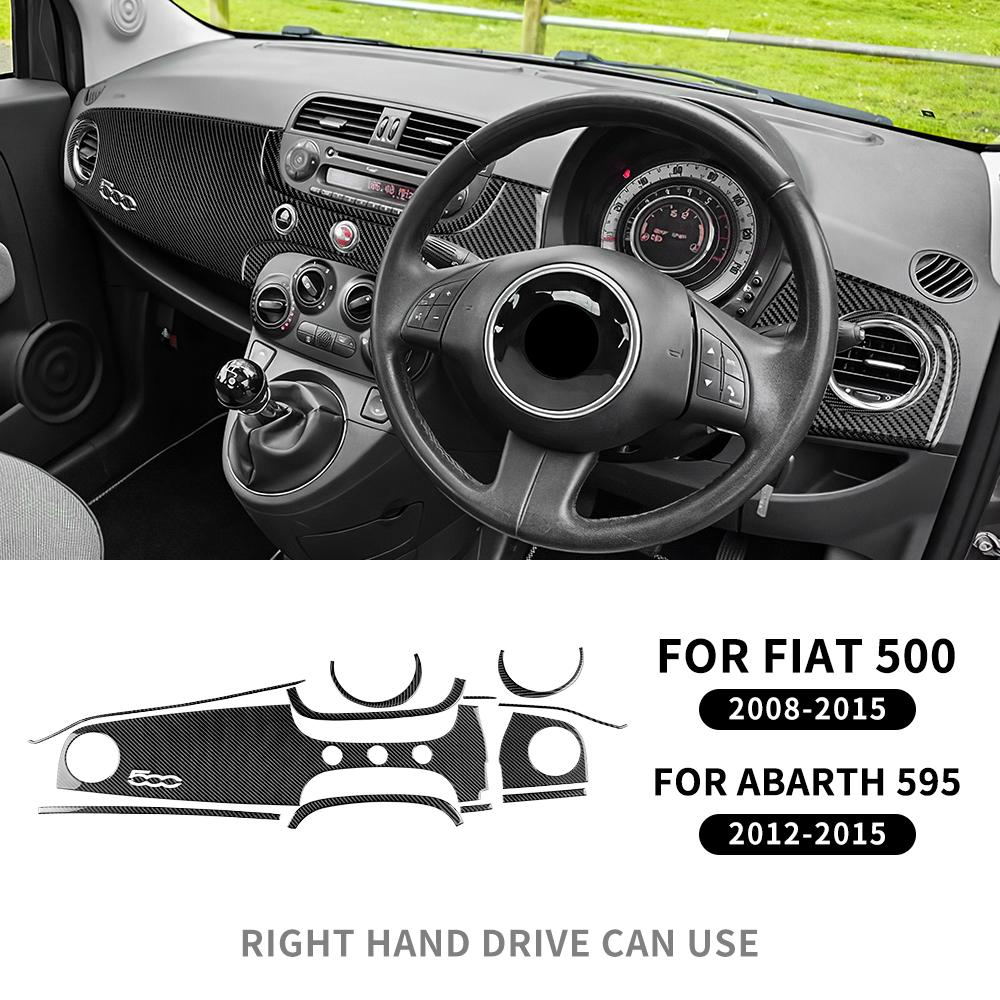 Настоящая мягкая карбоновая наклейка для Fiat 500 2008 2009 2010 2011 2012 2013 2014 2015 RHD LHD Автомобильные аксессуары для отделки центральной консоли