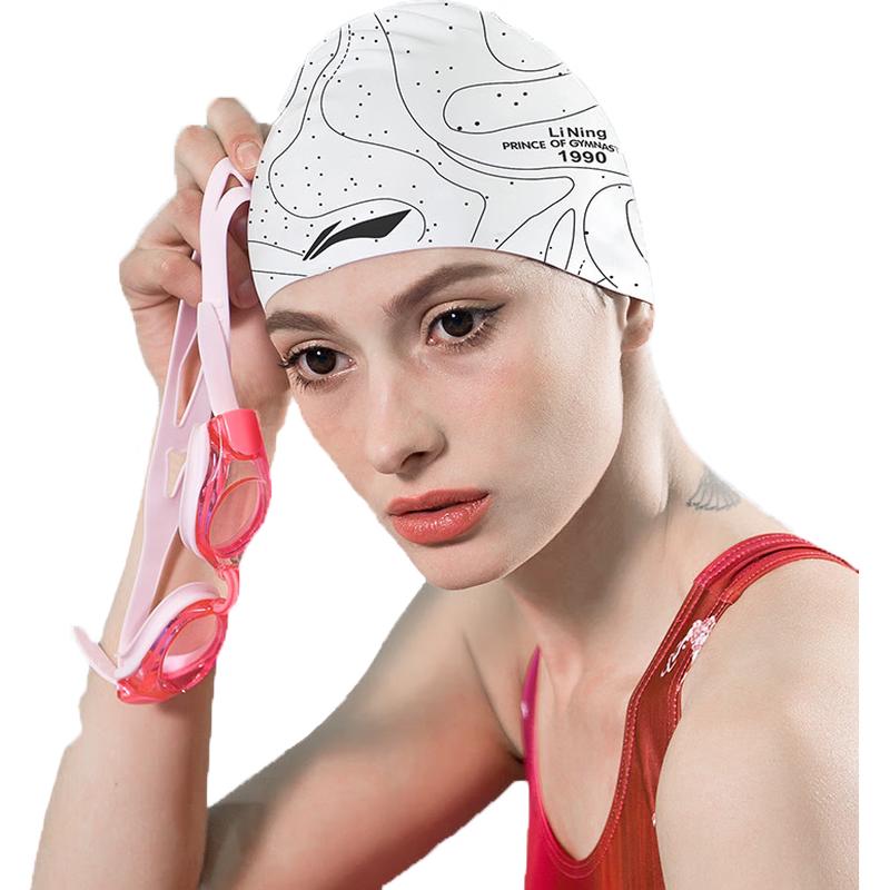 Li-Ning Унисекс силиконовая шапочка для плавания с цветочным принтом для длинных волос