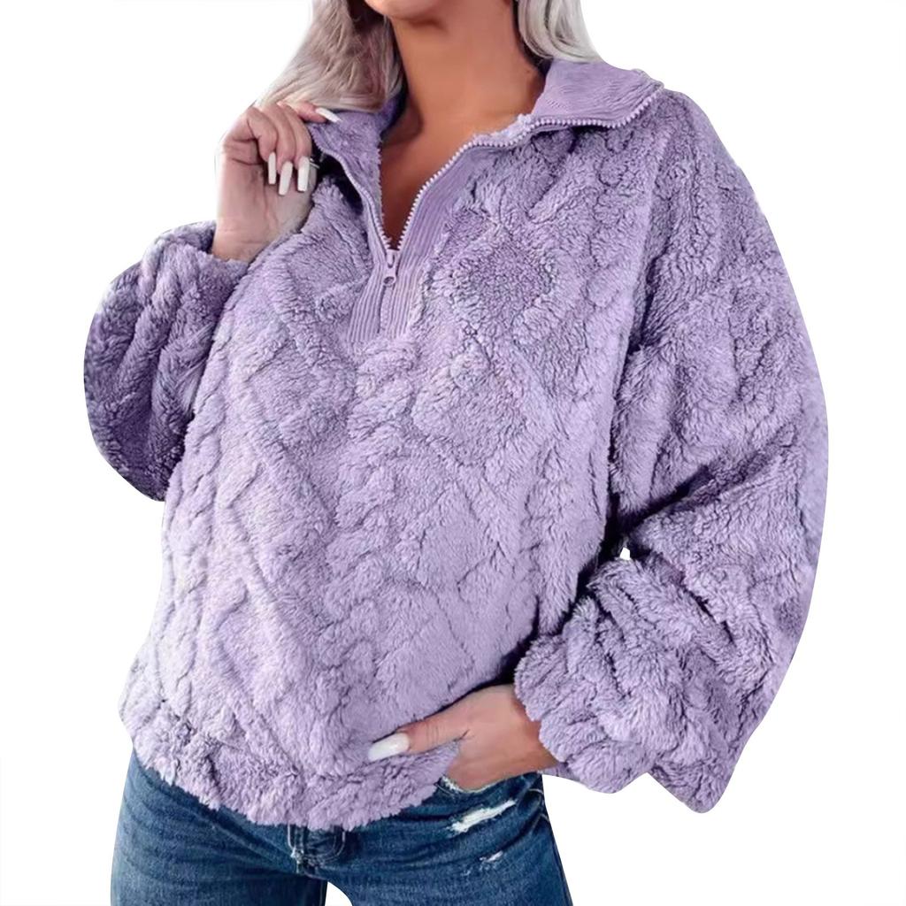 Свободный женский и зимний свитер свободного покроя с круглым вырезом и однотонной толстовкой