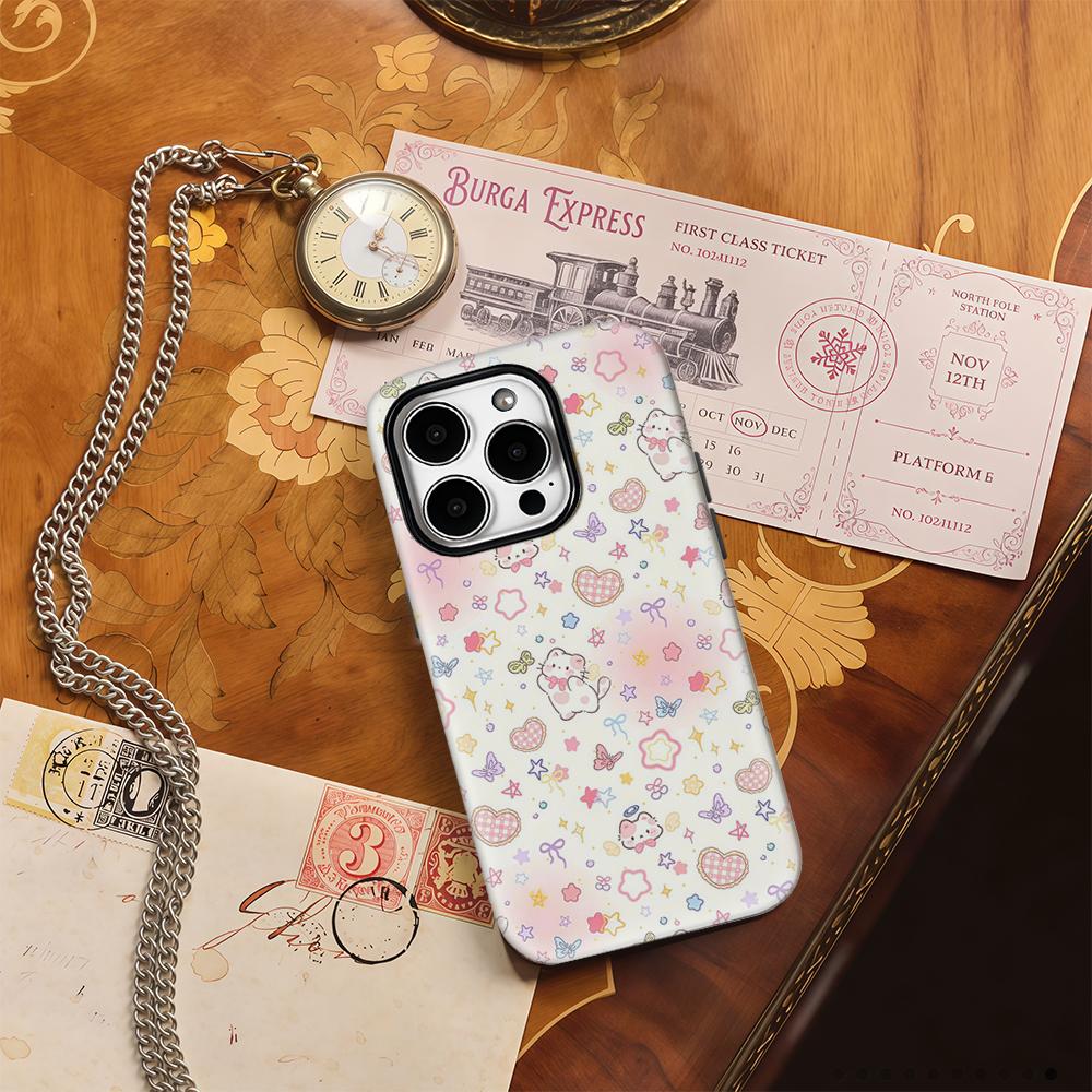 Ангельский Котенок ПастельДля Магнитного Чехла для Телефона для IPhone 17 16 15 14 13 Pro Max Plus Одиночный Двойной Слой Прочный Чехол