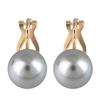 [M7149] - Gray 'Pearl' Gold Plated Clips - 10 Mm
