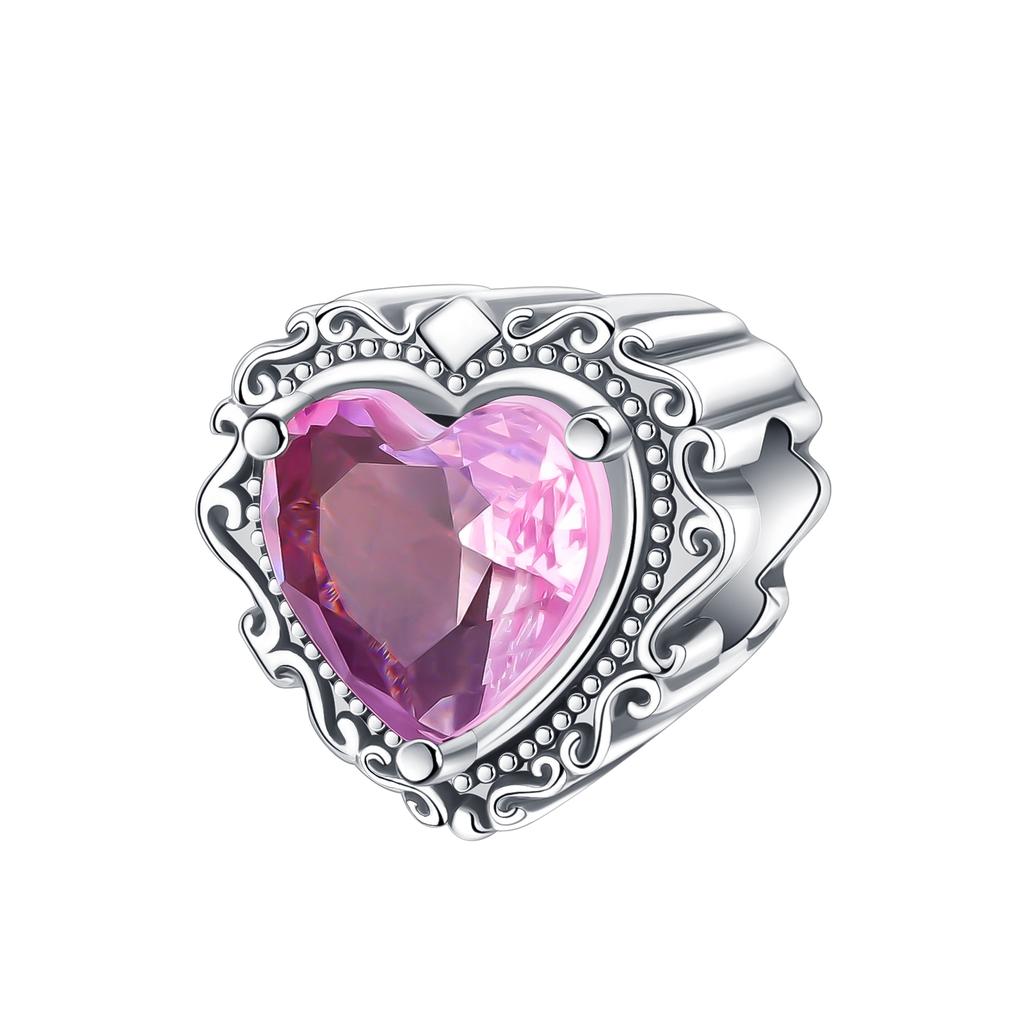 Copper Classic Purple Heart Shape Dragon Pegasus Butterfly Charms Beads Fit 3Mm Original Bracelet Diy Jewelry Gift