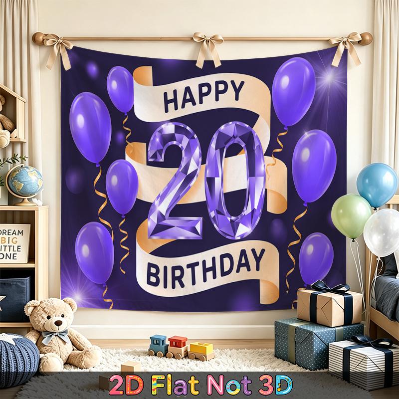 1pc Birthday 20th Indoor/Outdoor Party Banner Purple