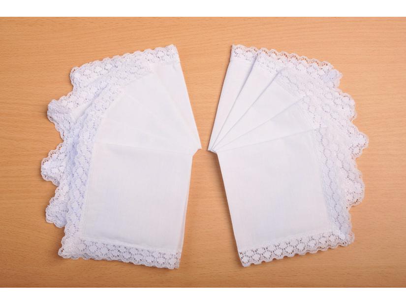 Чисто-белый хлопковый кружевной носовой платок ручной работы с граффити