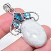 Natural Moonstone, Topaz Gemstone 925 Sterling Silver Jewelry Pendant 2.25" K8f25