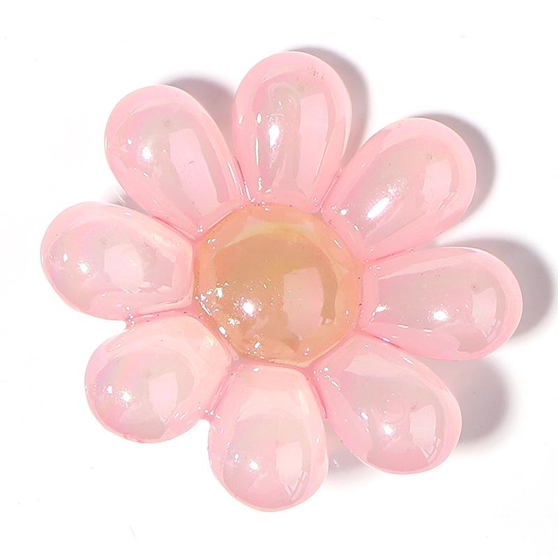5Pcs/Lot Acrylic Beads Clear Plated Candy Color Cartoon Flower 3.3mm Large Hole Beads Diy Jewelry Bracelet Necklace Accessories