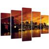 Feeby Five Piece Picture Canvas Print, Brooklyn Bridge and Manhattan At Sunset