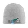 Логотип Final Fantasy VII Зимняя теплая шапка-бини с отворотом из ребристой вязки Для женщин Унисекс Вязаные шапки Шапки для геймеров Шапки-бини