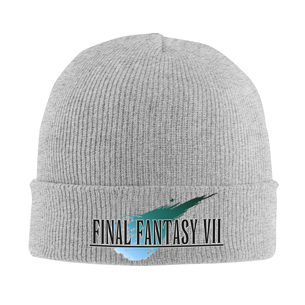 Логотип Final Fantasy VII Зимняя теплая шапка-бини с отворотом из ребристой вязки Для женщин Унисекс Вязаные шапки Шапки для геймеров Шапки-бини