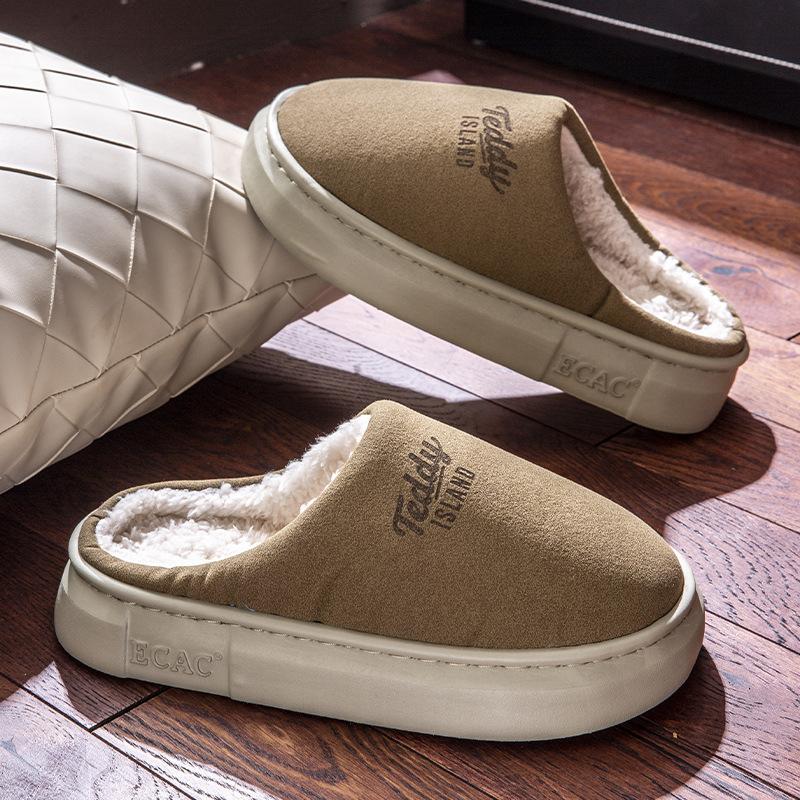 Хлопковые тапочки на толстой подошве для женщин на зиму, с плюшевыми офисными и домашними противоскользящими теплыми сумками и хлопковой обувью для ношения на улице
