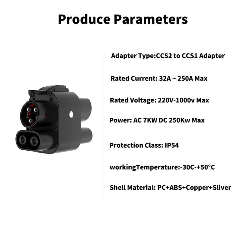 WUFEN EV Charger CCS2 to CCS1 AC&DC 32-250A 7-250KW Adapter Fast Charging CCS Combo 2 to CCS Combo 1 For CCS1 Car Charging