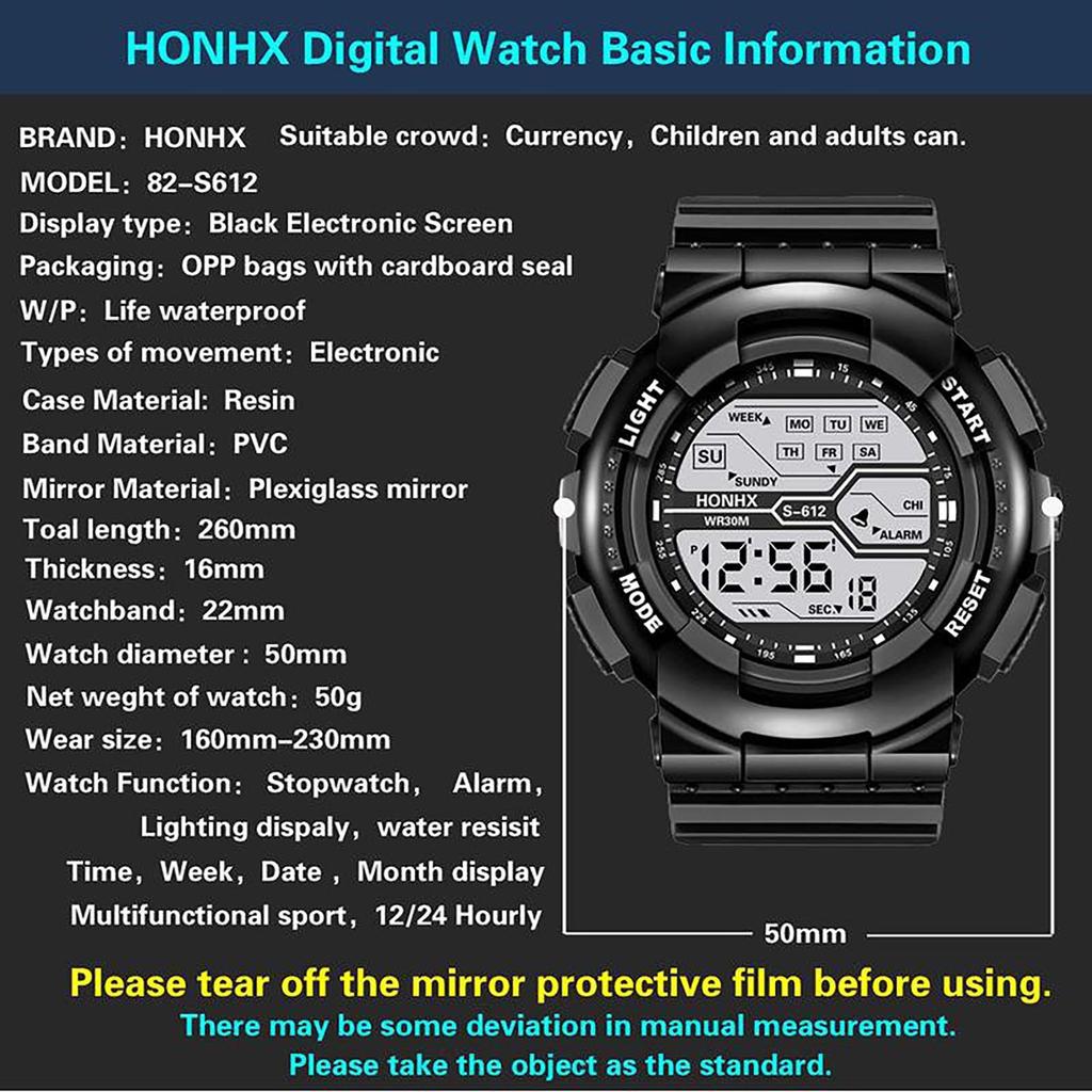 H-onhx Led Digital Watch A Variety Of Styles Of Cool Sports Electronic Watches With 4 Buttons Life Waterproof Watch