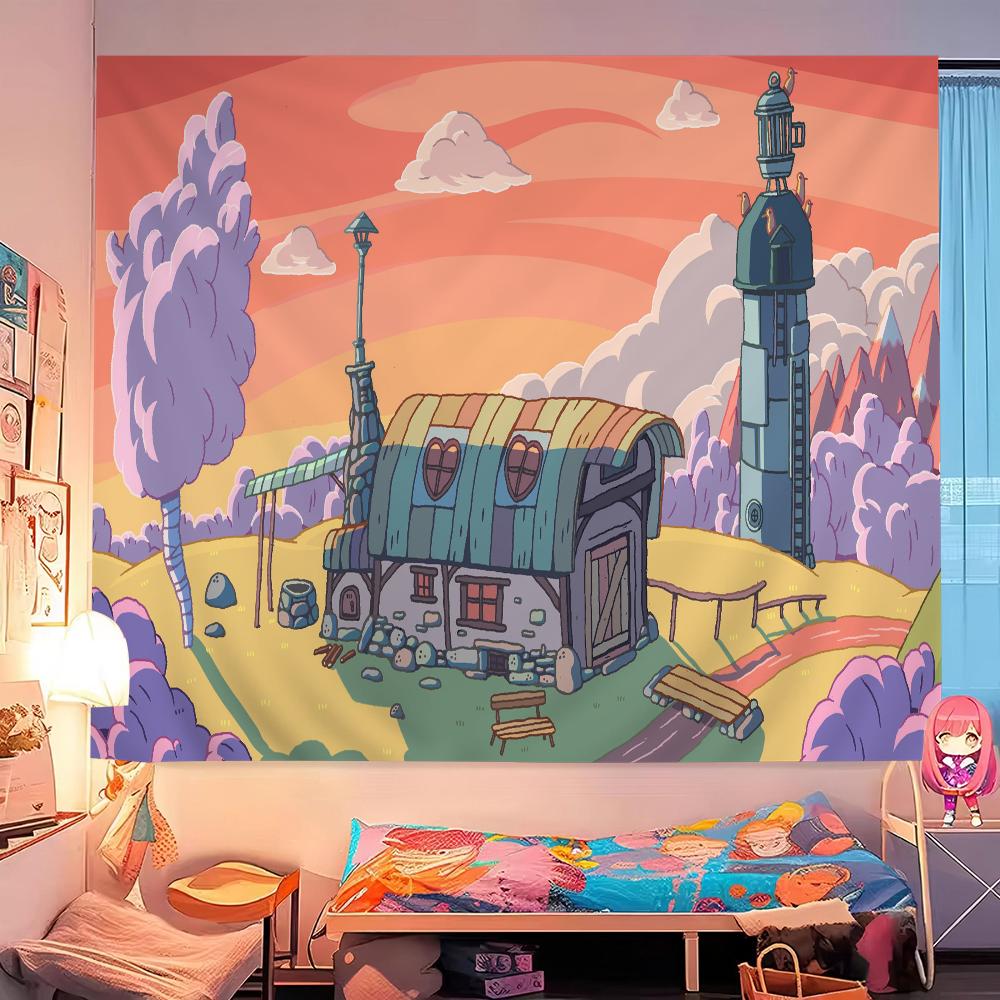 Animation AAdventures Time Cartoon Tapestry Wall Hanging Decoration Household Home Decor