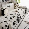 Panda Dog Nature Flowers Print Soft Sofa Towel Blankets Camping Picnic Anti-Cat Towel White Cotton Scratch Protection Sofa Mat