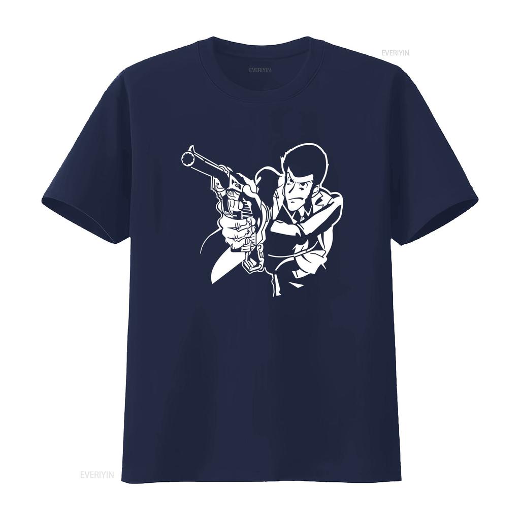 013l Maglietta Lupin Giappone Gun Vintage Slightly Streetwear Unisex Stretched Breathable Comfortable Homme Stylish