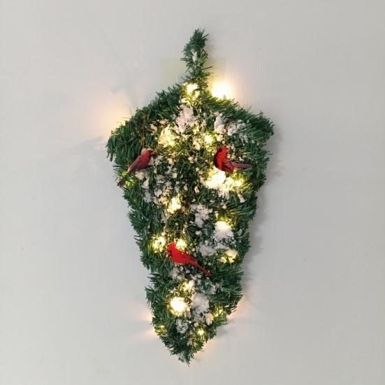Artificial Christmas Teardrop Swag 20" Faux Pine Greenery Teardrop Wreath with Fake Snow