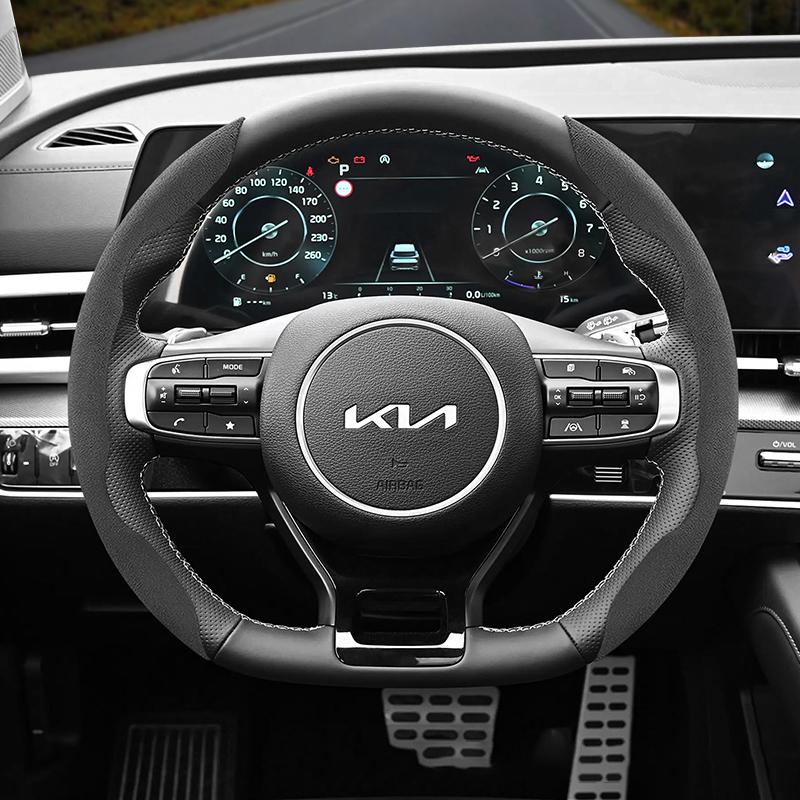 Подходит для Kia Нескользящая Пряжка Сегментированная Замшевая Накладка на Руль Подходит для Ceed Jd Picanto Sportage 3 Rio 4 Ev3 Cerato 2 Stonic Xceed Morning