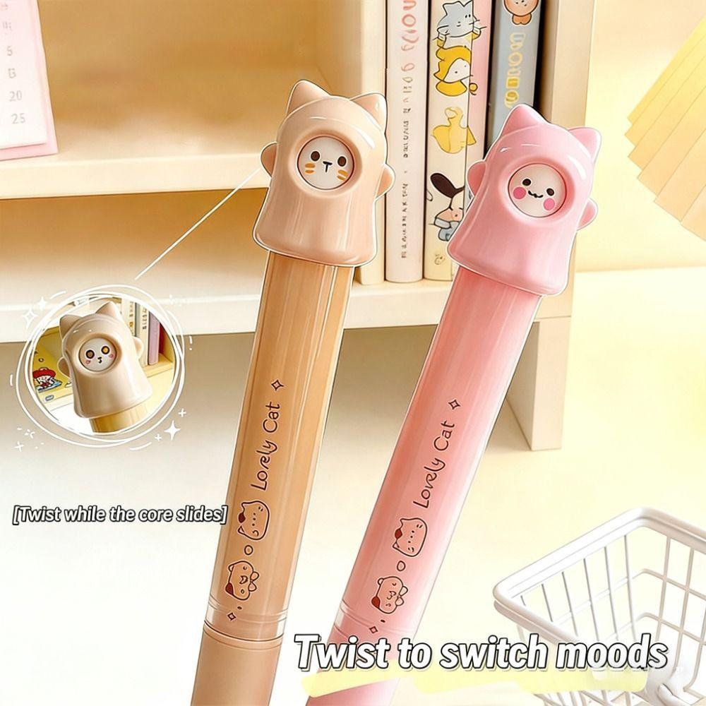 4Pcs Variable Moods Black Ink Exam Pens 0.5 Mm Kawaii Cartoon Pens New Cat Gel Pen Set Student