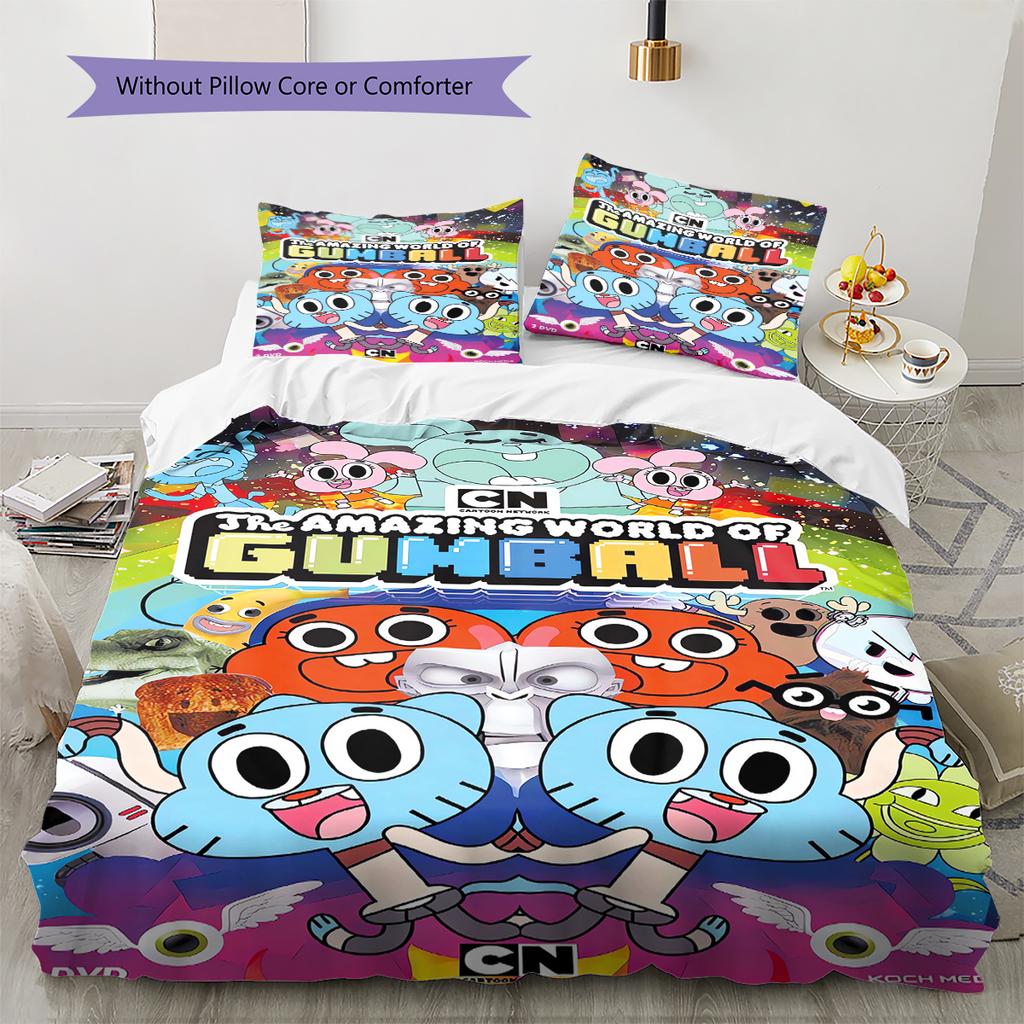 Gumball Amazing World Pattern Bedding Quilt Set Quilt Cover Pillowcase Home Decoration Gift (1 * duvet cover + 2 * pillowcase, without core)
