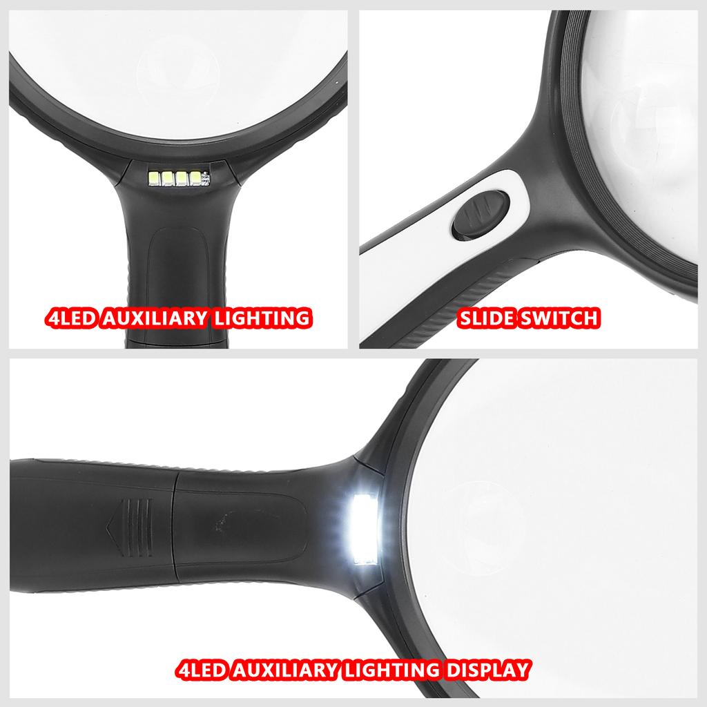 Лупа со светодиодной подсветкой, ручная лупа для чтения для пожилых