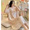 Cotton Silk Nightgown Female Spring And Autumn Summer Thin Section Pajamas Home Dress New Short-sleeved Plus Size