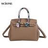 2020 Lock Handbag Fashion Lychee Pattern Single Shoulder Diagonal Platinum