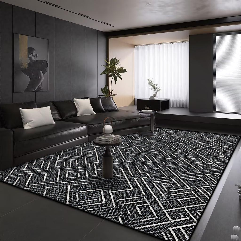 Modern Geometry Large Living Room Carpet Black Decoration Home Carpets Non-slip Rugs for Bedroom Decor Lounge Sofa Floor Mat