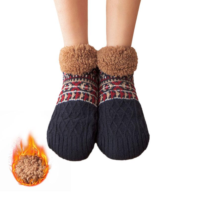 Fuzzy Sleeping Socks Women Fluffy Slouch Winter Warm Plush Non Slip Grip Thick Soft Female Floor Comfy Slippers Sock Men Male