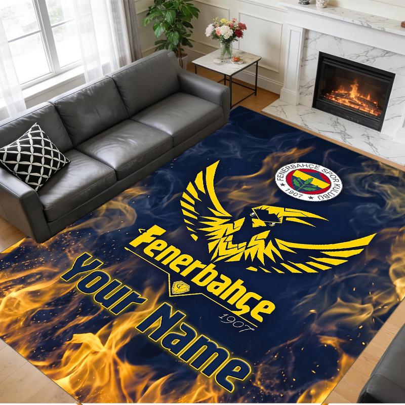 Crystal Velvet Rug Custom Name Text, Soft Non Slip Floor Mat Home DecorFenerbahçe FC