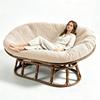 Leaf Embossed Papasan Chair Cushion Cover 2-Seater Radar Cushion Protector  For Lounge Sofa