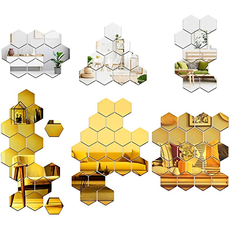 3/36 шт. 3D зеркальные настенные наклейки акриловые шестигранные самоклеящиеся плитки наклейка съемная DIY домашний декор для гостиной настенные наклейки