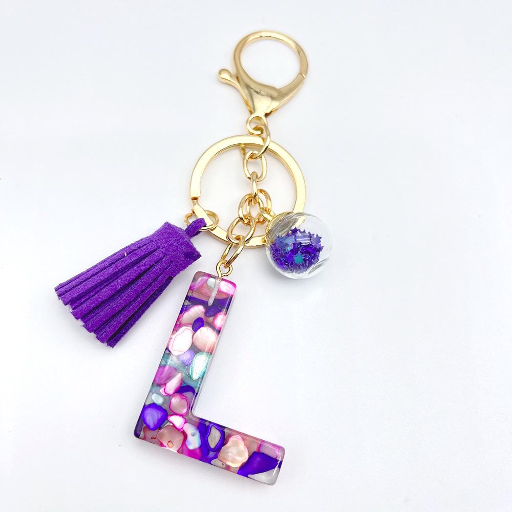 Европейский и американский хит продаж брелок с английскими инициалами и фиолетовой кисточкой