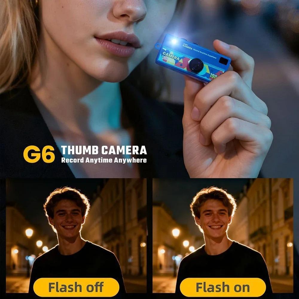 Retro Mini Keychain Thumb Camera 1080P Hd Recorder Built-In Flash Auto Focus 130 Wide Angle Lens Tft Lcd Screen Portable Camera