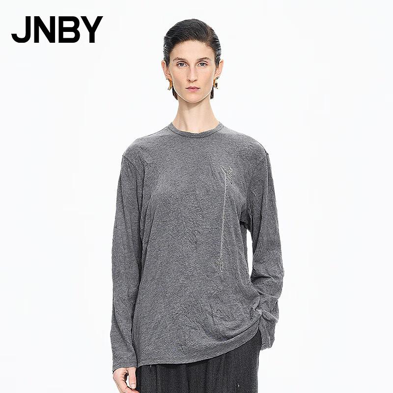 JNBY Зимняя свободная футболка с круглым вырезом и длинным рукавом 2025