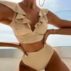 Ruffle Bikini Women High Waist Swimsuit Push Up  Set Summer Beach Wear