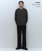 MUSINSA STANDARD [Victoria Wool] Minimal Ribbed Crew Neck Knit [Medium Grey]