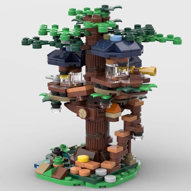 Совместимые Строительные Блоки MOC-126557 Мини Домик на Дереве Классический Зимний Детская Сборная Игрушка Строительный Подарок
