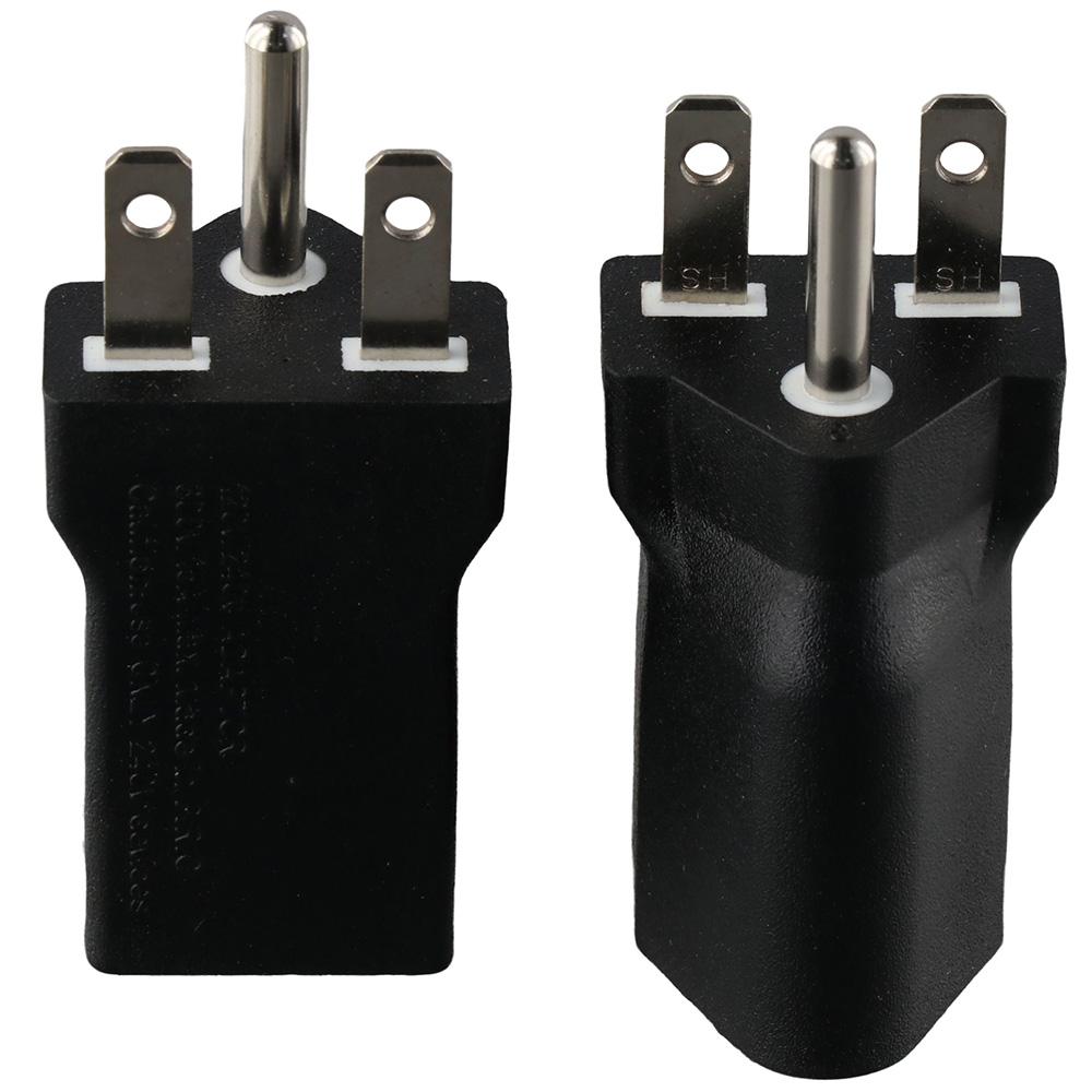 2pcs Black 6-15P To 5-15R American Plug Adapter Nema 6-15R American Gauge Adapter Electrician