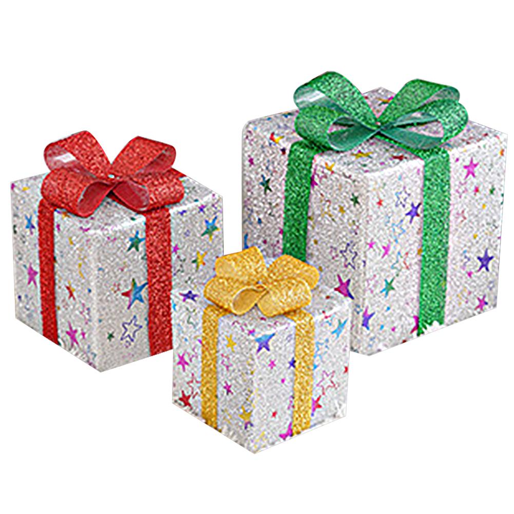 3 шт. рождественские светящиеся подарочные коробки светящиеся рождественские коробки светящиеся рождественские коробки украшения для праздничного внутреннего и наружного украшения