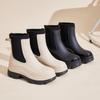 White Mid-Tube Chelsea Boots - British Style, Women's Soft Surface, All-Match, Slip-On.