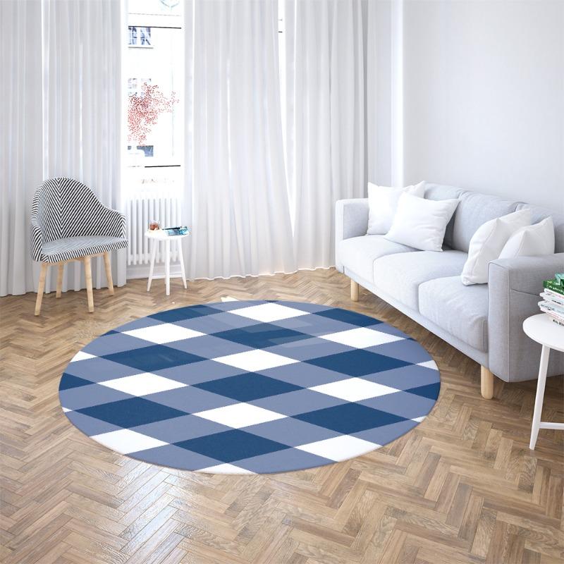 Twisted Checker Round Rug Soft Non Slip Mat Chess Grid Print Carpet For Playroom Bedroom Modern Living Room Interior Decoration