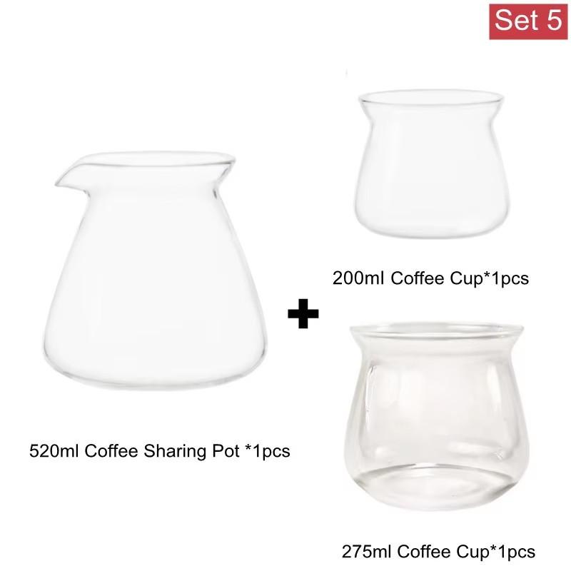 New 520ml 200ml 275ml Heat-resistant Glass Coffee Sharing Pot Coffee Server Hand Made Coffee Maker Teapot Coffee Utensils