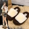 Thick-bottomed Fluffy Slippers for Women To Wear Outside Autumn and Winter New Indoor Home Warmth Open-toed Cotton Slippers for Women