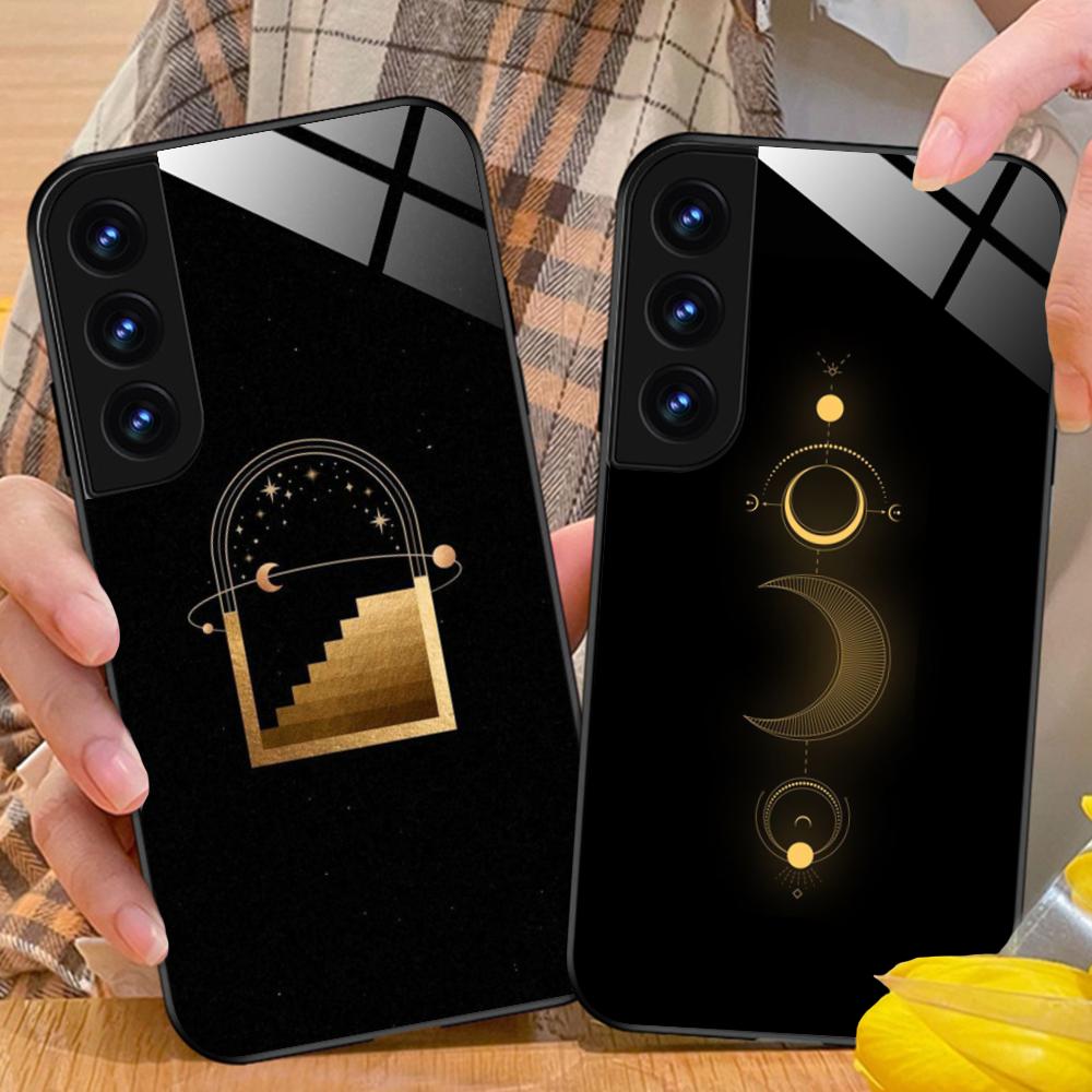 Чехол для мобильного телефона Солнце Луна для Samsung Galaxy S26 S25 S24 S23 S22 S21 S20 Note20 Plus FE Ultra Стеклянная Цветная Крышка Чехол