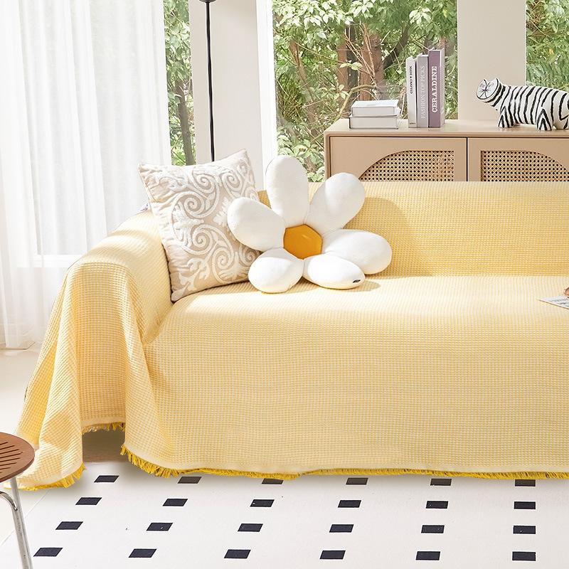 Хлопковое и льняное полотенце для дивана, сплошной цвет, чехол для дивана, полное покрытие, универсальная подушка для дивана Four Seasons, защита от кошачьих царапин, можно стирать в машине, скандинавский стиль
