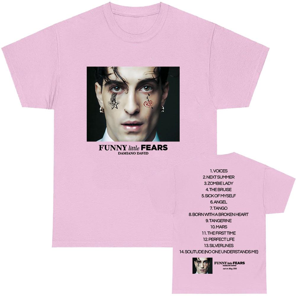 FUNNY Little FEARS Album T-shirt Damiano David Singer Printing Tshirts Cotton Men Summer O-neck T Shirt Unisex Streetwear