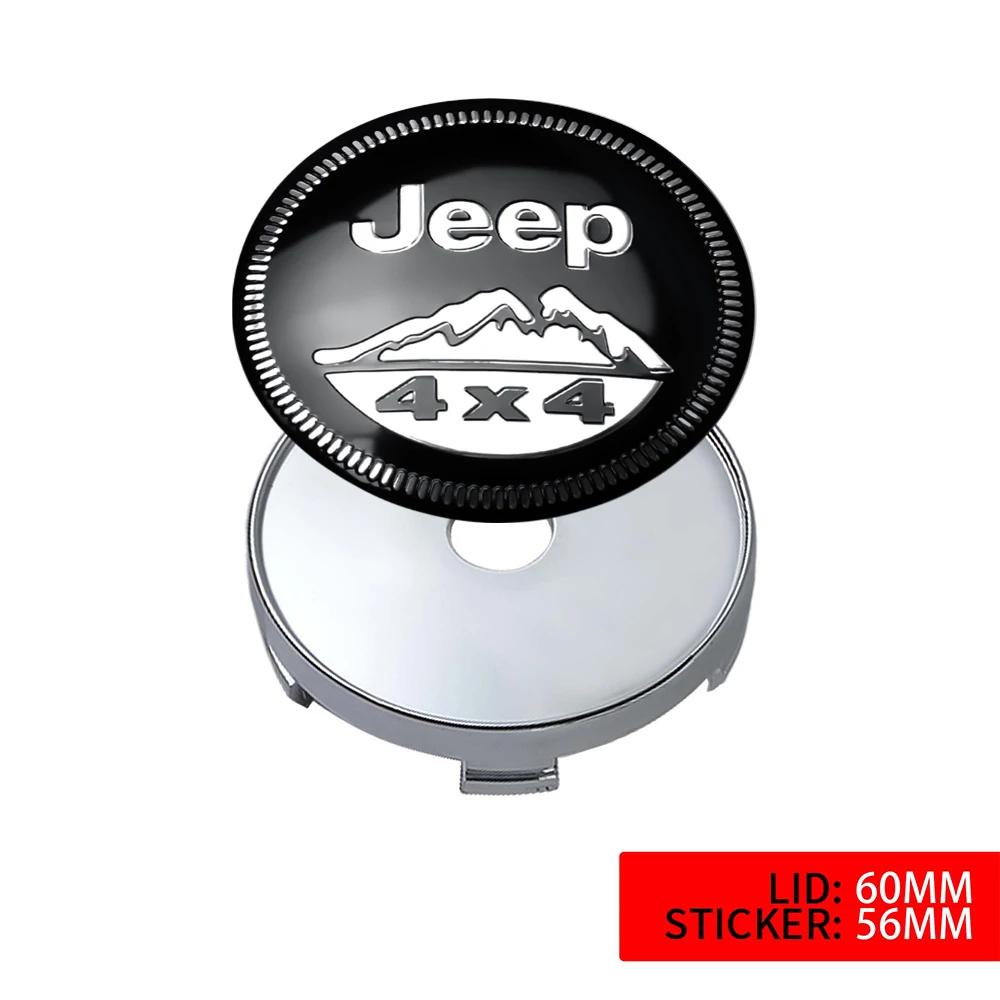 For Jeep 4PCS 56/60mm Car Vehicle Wheel Hub Center Cap Cover Decals Stickers Badge For Jeep Renegade Wrangler jk Compass Gran