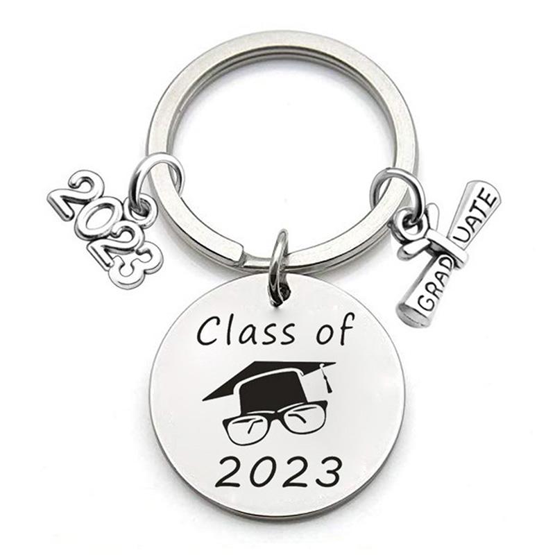 Graduation Gift Stainless Steel Keychain Rings Key Holder Creative Decorated Accessories